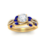 Load image into Gallery viewer, vine-willow-round-cut-diamond-ring-with-sapphire-willow-wedding-set-in-yellow-gold-FDENR3211ROGSABLANGLE3-NL-YG