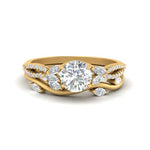 Load image into Gallery viewer, vine-willow-round-cut-diamond-ring-with-willow-wedding-set-in-yellow-gold-FDENR3211ROANGLE3-NL-YG