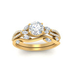 Load image into Gallery viewer, vine-willow-round-cut-diamond-ring-with-willow-wedding-set-in-yellow-gold-FDENR3211ROANGLE3-NL-YG