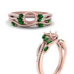 Load image into Gallery viewer, vine-willow-semi-mount-diamond-ring-with-emerald-willow-wedding-set-in-rose-gold-FDENR3211SMGEMGR-NL-RG