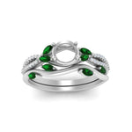 Load image into Gallery viewer, vine-willow-semi-mount-diamond-ring-with-emerald-willow-wedding-set-in-white-gold-FDENR3211SMGEMGR-NL-WG