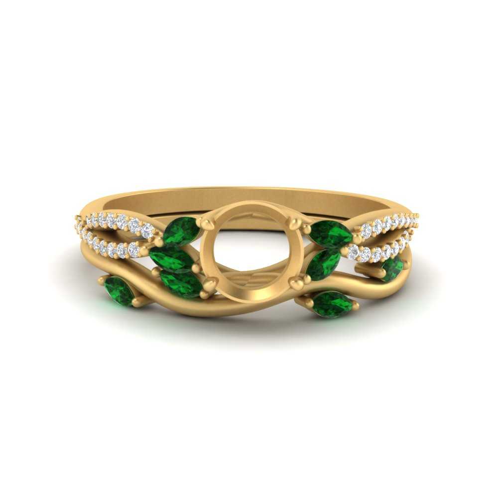 vine-willow-semi-mount-diamond-ring-with-emerald-willow-wedding-set-in-yellow-gold-FDENR3211SMGEMGR-NL-YG