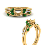 Load image into Gallery viewer, vine-willow-semi-mount-diamond-ring-with-emerald-willow-wedding-set-in-yellow-gold-FDENR3211SMGEMGR-NL-YG