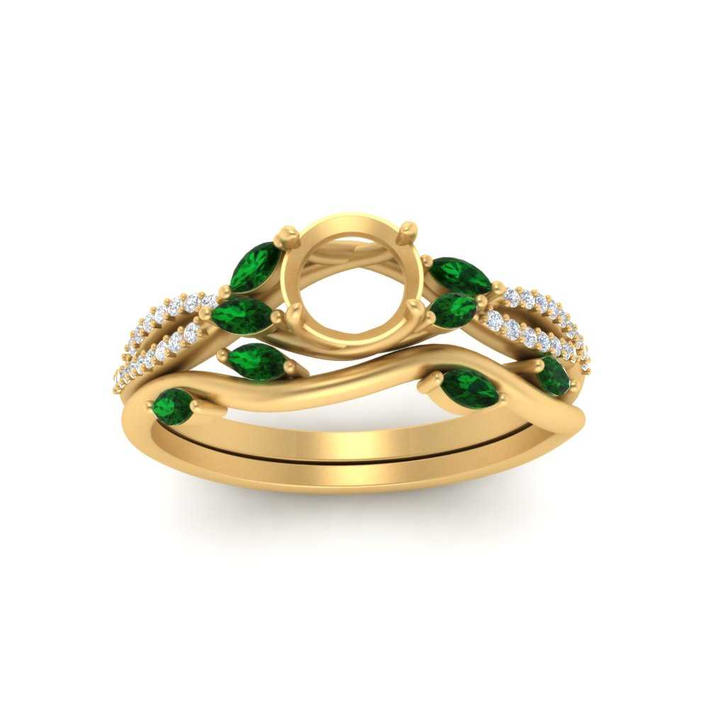 vine-willow-semi-mount-diamond-ring-with-emerald-willow-wedding-set-in-yellow-gold-FDENR3211SMGEMGR-NL-YG
