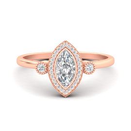 Vintage Bezel Marquise Lab Grown Halo Diamond Ring