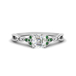 Load image into Gallery viewer, vintage-irish-knot-asscher-diamond-engagement-ring-with-emerald-in-white-gold-FD124181ASRGEMGR-NL-WG.jpg