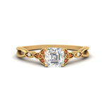 Load image into Gallery viewer, vintage-irish-knot-asscher-diamond-engagement-ring-with-orange-sapphire-in-yellow-gold-FD124181ASRGSAOR-NL-YG.jpg
