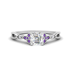 Load image into Gallery viewer, vintage-irish-knot-asscher-diamond-engagement-ring-with-purple-topaz-in-white-gold-FD124181ASRGVITO-NL-WG.jpg
