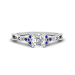 Load image into Gallery viewer, vintage-irish-knot-asscher-diamond-engagement-ring-with-sapphire-in-white-gold-FD124181ASRGSABL-NL-WG.jpg