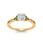Load image into Gallery viewer, vintage-irish-knot-cushion-diamond-engagement-ring-with-emerald-in-yellow-gold-FD124181CURGEMGR-NL-YG.jpg