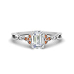 Load image into Gallery viewer, vintage-irish-knot-emerald-cut-diamond-engagement-ring-with-orange-sapphire-in-white-gold-FD124181EMRGSAOR-NL-WG.jpg
