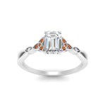 Load image into Gallery viewer, vintage-irish-knot-emerald-cut-diamond-engagement-ring-with-orange-sapphire-in-white-gold-FD124181EMRGSAOR-NL-WG.jpg
