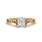 Load image into Gallery viewer, vintage-irish-knot-emerald-cut-diamond-engagement-ring-with-pink-sapphire-in-yellow-gold-FD124181EMRGSADRPI-NL-YG.jpg