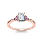 Load image into Gallery viewer, vintage-irish-knot-emerald-cut-diamond-engagement-ring-with-purple-topaz-in-rose-gold-FD124181EMRGVITO-NL-RG.jpg