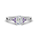 Load image into Gallery viewer, vintage-irish-knot-emerald-cut-diamond-engagement-ring-with-purple-topaz-in-white-gold-FD124181EMRGVITO-NL-WG.jpg
