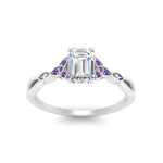 Load image into Gallery viewer, vintage-irish-knot-emerald-cut-diamond-engagement-ring-with-purple-topaz-in-white-gold-FD124181EMRGVITO-NL-WG.jpg
