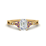 Load image into Gallery viewer, vintage-irish-knot-emerald-cut-diamond-engagement-ring-with-purple-topaz-in-yellow-gold-FD124181EMRGVITO-NL-YG.jpg
