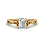 Load image into Gallery viewer, vintage-irish-knot-emerald-cut-diamond-engagement-ring-with-ruby-in-yellow-gold-FD124181EMRGRUDR-NL-YG.jpg