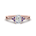Load image into Gallery viewer, vintage-irish-knot-emerald-cut-diamond-engagement-ring-with-sapphire-in-rose-gold-FD124181EMRGSABL-NL-RG.jpg