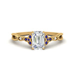 Load image into Gallery viewer, vintage-irish-knot-emerald-cut-diamond-engagement-ring-with-sapphire-in-yellow-gold-FD124181EMRGSABL-NL-YG.jpg