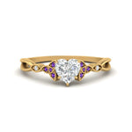 Load image into Gallery viewer, vintage-irish-knot-heart-diamond-engagement-ring-with-purple-topaz-in-yellow-gold-FD124181HTRGVITO-NL-YG.jpg