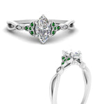 Load image into Gallery viewer, vintage-irish-knot-marquise-diamond-engagement-ring-with-emerald-in-white-gold-FD124181MQRGEMGR-NL-WG.jpg
