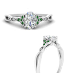 Load image into Gallery viewer, vintage-irish-knot-oval-diamond-engagement-ring-with-emerald-in-white-gold-FD124181OVRGEMGR-NL-WG.jpg