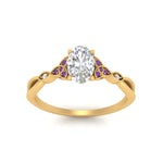 Load image into Gallery viewer, vintage-irish-knot-oval-diamond-engagement-ring-with-purple-topaz-in-yellow-gold-FD124181OVRGVITO-NL-YG.jpg