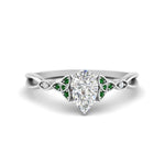 Load image into Gallery viewer, vintage-irish-knot-pear-diamond-engagement-ring-with-emerald-in-white-gold-FD124181PERGEMGR-NL-WG.jpg
