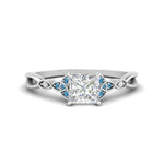Load image into Gallery viewer, vintage-irish-knot-princess-cut-diamond-engagement-ring-with-blue-topaz-in-white-gold-FD124181PRRGICBLTO-NL-WG.jpg
