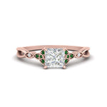 Load image into Gallery viewer, vintage-irish-knot-princess-cut-diamond-engagement-ring-with-emerald-in-rose-gold-FD124181PRRGEMGR-NL-RG.jpg

