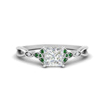 Load image into Gallery viewer, vintage-irish-knot-princess-cut-diamond-engagement-ring-with-emerald-in-white-gold-FD124181PRRGEMGR-NL-WG.jpg
