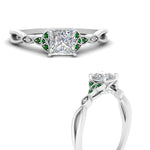 Load image into Gallery viewer, vintage-irish-knot-princess-cut-diamond-engagement-ring-with-emerald-in-white-gold-FD124181PRRGEMGR-NL-WG.jpg
