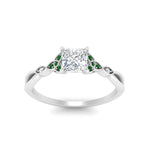 Load image into Gallery viewer, vintage-irish-knot-princess-cut-diamond-engagement-ring-with-emerald-in-white-gold-FD124181PRRGEMGR-NL-WG.jpg
