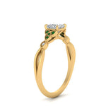 Load image into Gallery viewer, vintage-irish-knot-princess-cut-diamond-engagement-ring-with-emerald-in-yellow-gold-FD124181PRRGEMGR-NL-YG.jpg
