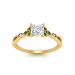 Load image into Gallery viewer, vintage-irish-knot-princess-cut-diamond-engagement-ring-with-emerald-in-yellow-gold-FD124181PRRGEMGR-NL-YG.jpg