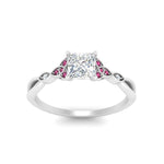 Load image into Gallery viewer, vintage-irish-knot-princess-cut-diamond-engagement-ring-with-pink-sapphire-in-white-gold-FD124181PRRGSADRPI-NL-WG.jpg
