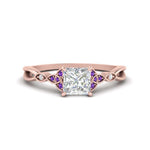 Load image into Gallery viewer, vintage-irish-knot-princess-cut-diamond-engagement-ring-with-purple-topaz-in-rose-gold-FD124181PRRGVITO-NL-RG.jpg
