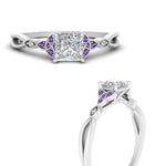 Load image into Gallery viewer, vintage-irish-knot-princess-cut-diamond-engagement-ring-with-purple-topaz-in-white-gold-FD124181PRRGVITO-NL-WG.jpg
