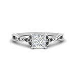Load image into Gallery viewer, vintage-irish-knot-princess-cut-engagement-ring-with-black-diamond-in-white-gold-FD124181PRRGBLACK-NL-WG.jpg
