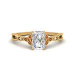Load image into Gallery viewer, vintage-irish-knot-radiant-diamond-engagement-ring-with-orange-sapphire-in-yellow-gold-FD124181RARGSAOR-NL-YG.jpg