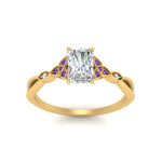 Load image into Gallery viewer, vintage-irish-knot-radiant-diamond-engagement-ring-with-purple-topaz-in-yellow-gold-FD124181RARGVITO-NL-YG.jpg