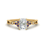 Load image into Gallery viewer, vintage-irish-knot-radiant-diamond-engagement-ring-with-sapphire-in-yellow-gold-FD124181RARGSABL-NL-YG.jpg