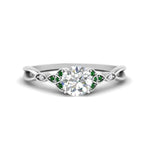 Load image into Gallery viewer, vintage-irish-knot-round-diamond-engagement-ring-with-emerald-in-white-gold-FD124181RORGEMGR-NL-WG.jpg