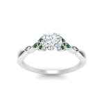 Load image into Gallery viewer, vintage-irish-knot-round-diamond-engagement-ring-with-emerald-in-white-gold-FD124181RORGEMGR-NL-WG.jpg