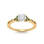 Load image into Gallery viewer, vintage-irish-knot-round-diamond-engagement-ring-with-emerald-in-yellow-gold-FD124181RORGEMGR-NL-YG.jpg