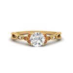 Load image into Gallery viewer, vintage-irish-knot-round-diamond-engagement-ring-with-orange-sapphire-in-yellow-gold-FD124181RORGSAOR-NL-YG.jpg