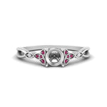 Load image into Gallery viewer, vintage-irish-knot-semi-mount-diamond-engagement-ring-with-pink-sapphire-in-white-gold-FD124181SMRGSADRPI-NL-WG.jpg

