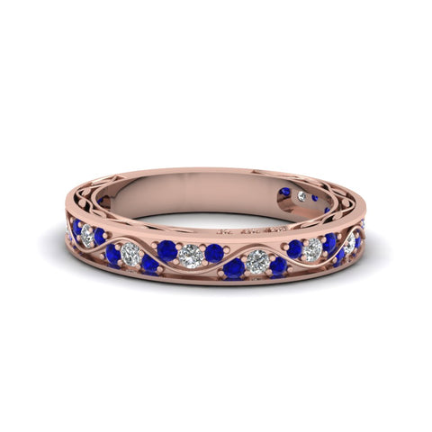 vintage-looking-pave-diamond-wedding-ring-for-women-with-blue-sapphire-in-14K-rose-gold-FDENS3543BGSABL-NL-RG