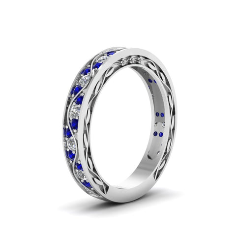 vintage-looking-pave-diamond-wedding-ring-for-women-with-blue-sapphire-in-14K-white-gold-FDENS3543BGSABLANGLE1-NL-WG
